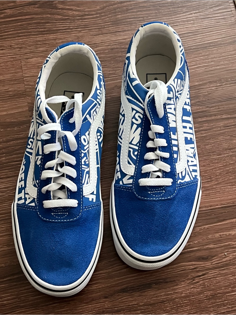 Vans Blue and White Low-Top Skate Sneakers